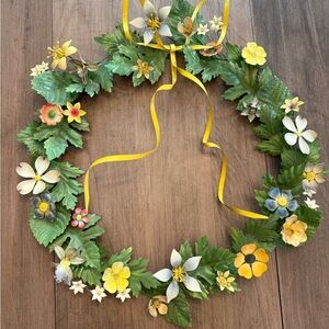 Vintage metal toleware floral wreath